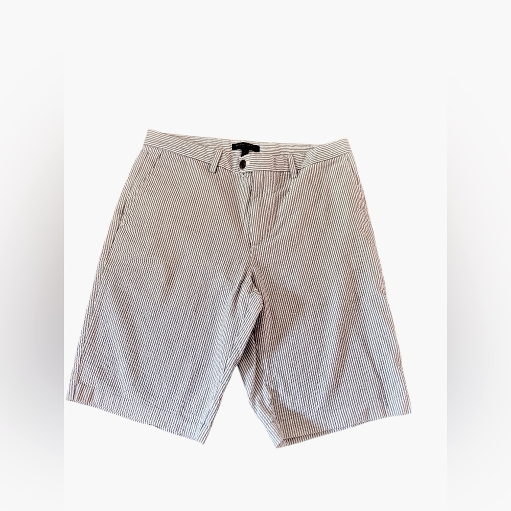 Banana Republic Seersucker Emerson Shorts Sz 32~ Blue White Preppy 10” Inseam